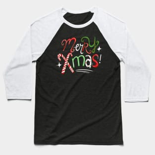 Fun Merry Christmas Lettering Baseball T-Shirt